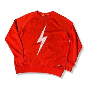Aviator Nation Lightning Bolt Sweatshirt Womens Medium Red Pullover Ladies